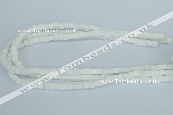 CAA19 15.5 inches 6*6mm cube white agate gemstone beads wholesale