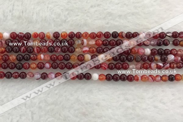 CAA1920 15.5 inches 4mm round banded agate gemstone beads