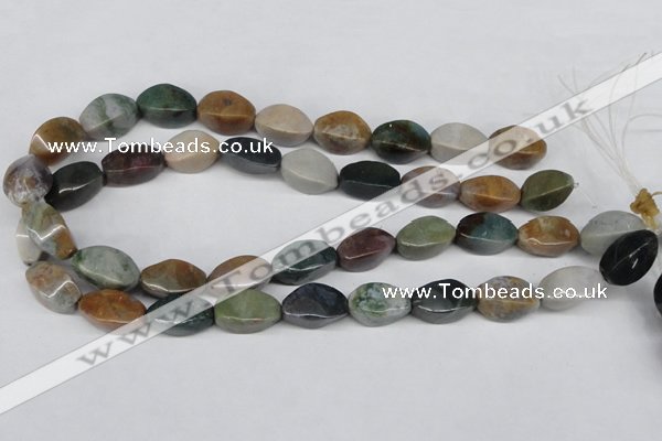 CAA198 15.5 inches 10*18mm twisted rice indian agate beads wholesale