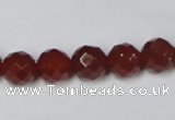 CAA201 15.5 inches 10mm faceted round red agate gemstone beads