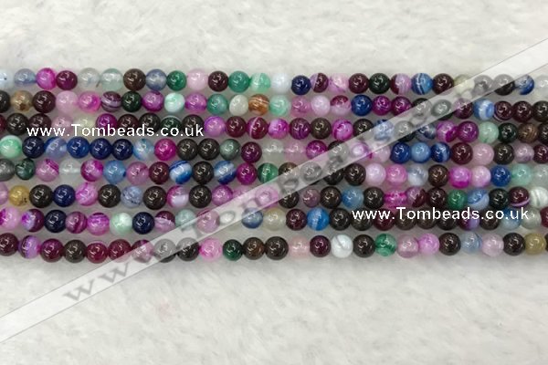 CAA2030 15.5 inches 4mm round banded agate gemstone beads