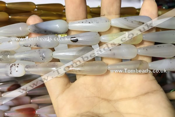 CAA2061 15.5 inches 10*30mm teardrop agate beads wholesale