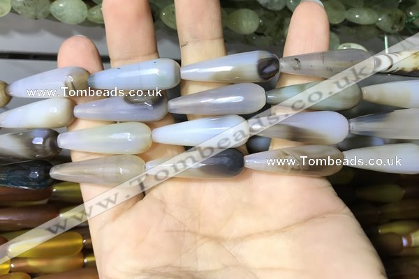 CAA2062 15.5 inches 10*30mm teardrop agate beads wholesale