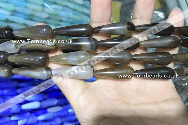 CAA2064 15.5 inches 10*30mm teardrop agate beads wholesale