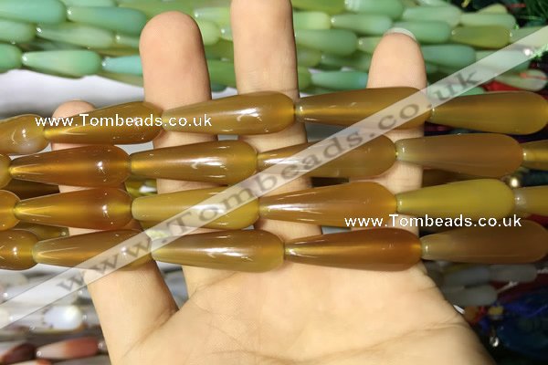 CAA2066 15.5 inches 10*30mm teardrop agate beads wholesale