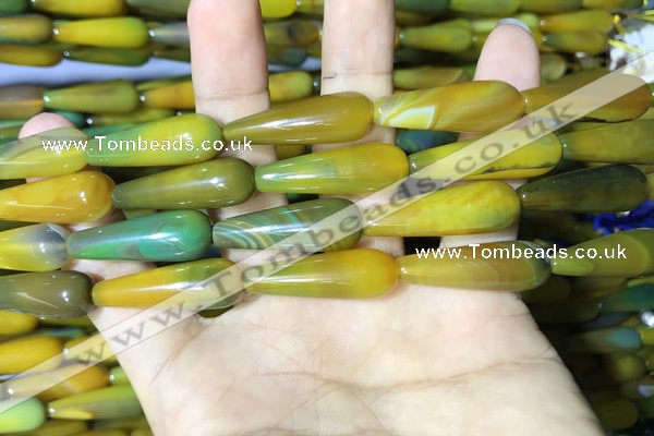 CAA2070 15.5 inches 10*30mm teardrop agate beads wholesale