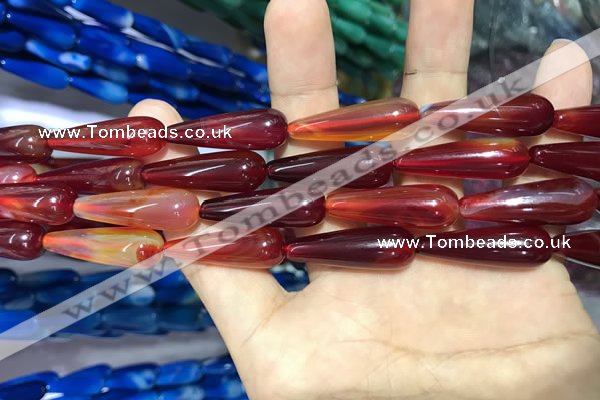 CAA2074 15.5 inches 10*30mm teardrop agate beads wholesale