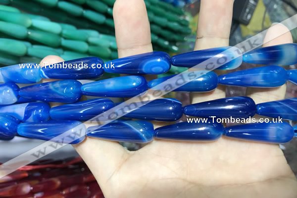 CAA2076 15.5 inches 10*30mm teardrop agate beads wholesale