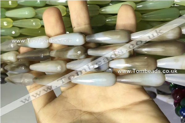 CAA2092 15.5 inches 10*30mm faceted teardrop agate beads