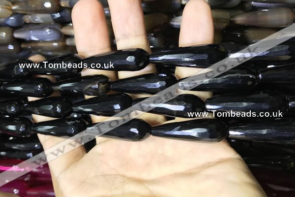 CAA2094 15.5 inches 10*30mm faceted teardrop agate beads