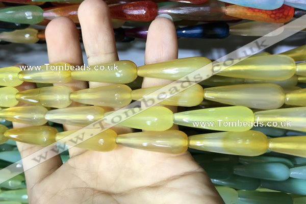 CAA2095 15.5 inches 10*30mm faceted teardrop agate beads