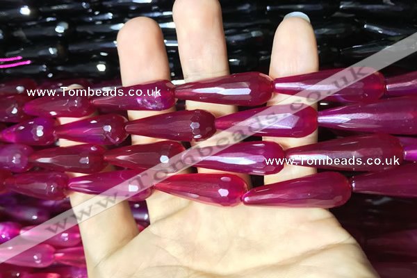 CAA2098 15.5 inches 10*30mm faceted teardrop agate beads