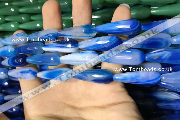 CAA2099 15.5 inches 10*30mm faceted teardrop agate beads