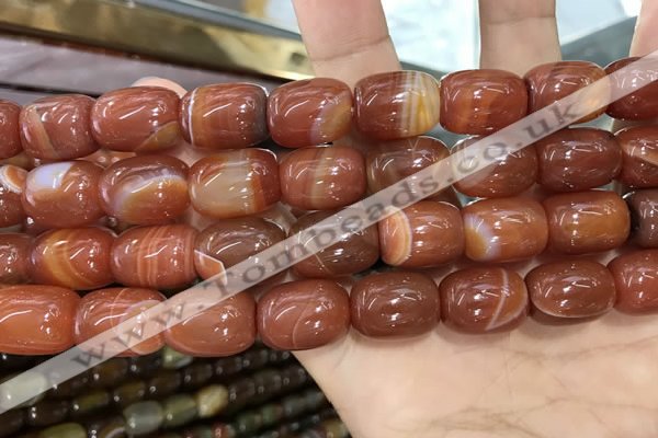 CAA2119 15.5 inches 10*14mm drum agate beads wholesale