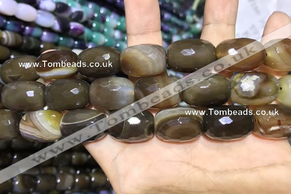 CAA2151 15.5 inches 15*20mm faceted drum agate beads wholesale