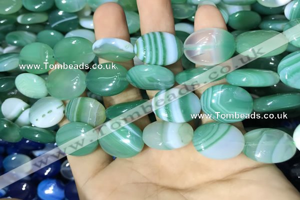 CAA2175 15.5 inches 15*20mm oval banded agate beads wholesale