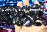 CAA2177 15.5 inches 15*20mm oval banded agate beads wholesale