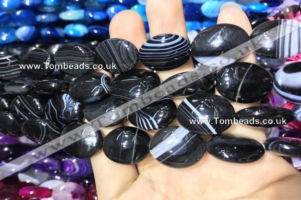 CAA2177 15.5 inches 15*20mm oval banded agate beads wholesale