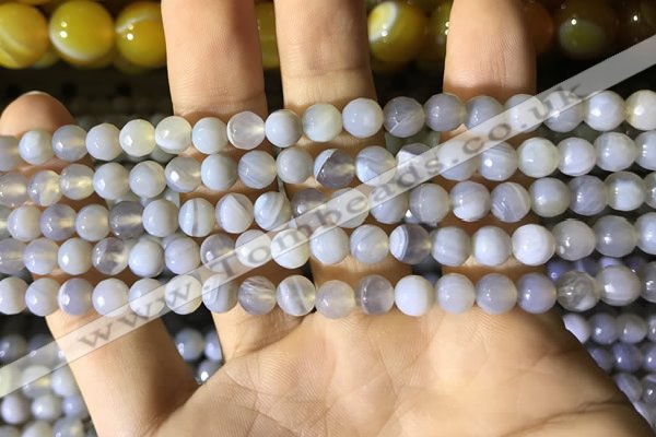 CAA2191 15.5 inches 6mm faceted round banded agate beads