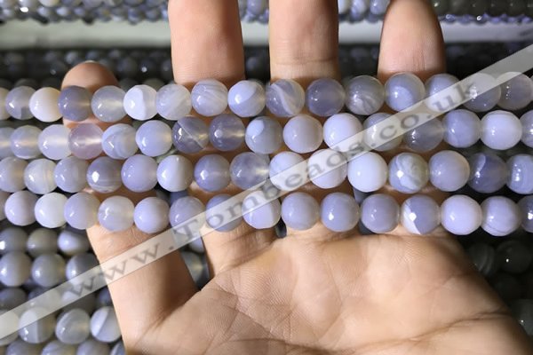 CAA2192 15.5 inches 8mm faceted round banded agate beads