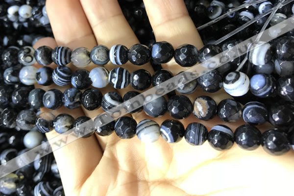 CAA2199 15.5 inches 8mm faceted round banded agate beads