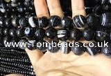 CAA2202 15.5 inches 14mm faceted round banded agate beads