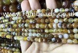 CAA2204 15.5 inches 4mm faceted round banded agate beads