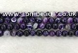 CAA2214 15.5 inches 10mm faceted round banded agate beads