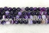 CAA2215 15.5 inches 12mm faceted round banded agate beads