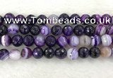 CAA2216 15.5 inches 14mm faceted round banded agate beads