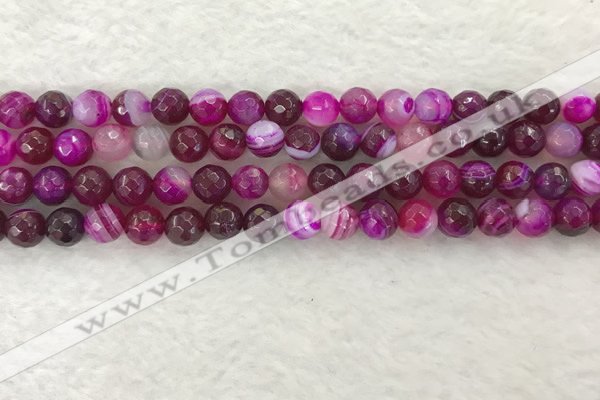 CAA2220 15.5 inches 8mm faceted round banded agate beads