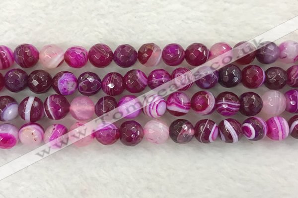 CAA2221 15.5 inches 10mm faceted round banded agate beads