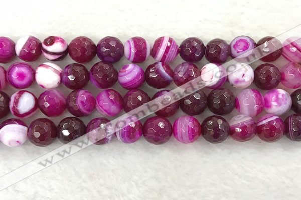 CAA2222 15.5 inches 12mm faceted round banded agate beads