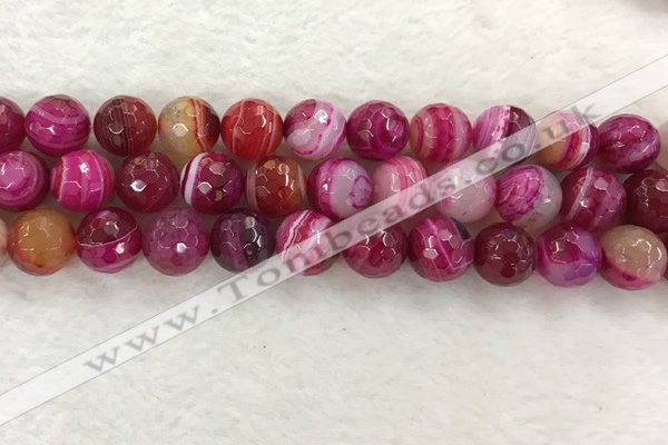 CAA2223 15.5 inches 14mm faceted round banded agate beads