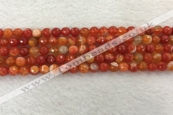 CAA2226 15.5 inches 6mm faceted round banded agate beads