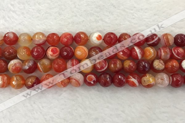 CAA2228 15.5 inches 10mm faceted round banded agate beads