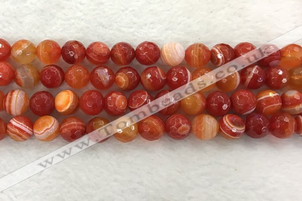 CAA2229 15.5 inches 12mm faceted round banded agate beads