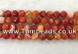 CAA2230 15.5 inches 14mm faceted round banded agate beads