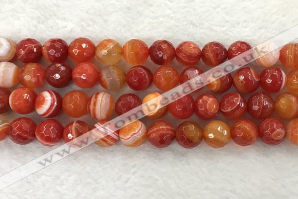 CAA2230 15.5 inches 14mm faceted round banded agate beads