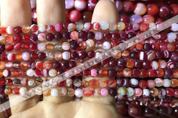 CAA2232 15.5 inches 4mm faceted round banded agate beads