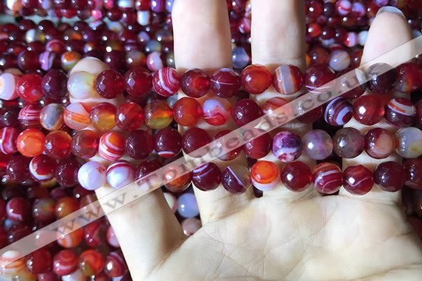 CAA2234 15.5 inches 8mm faceted round banded agate beads