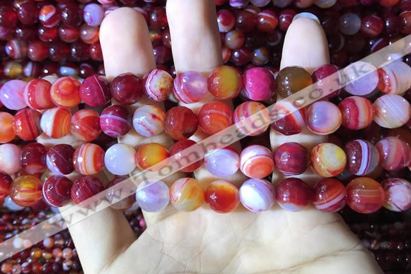 CAA2235 15.5 inches 10mm faceted round banded agate beads