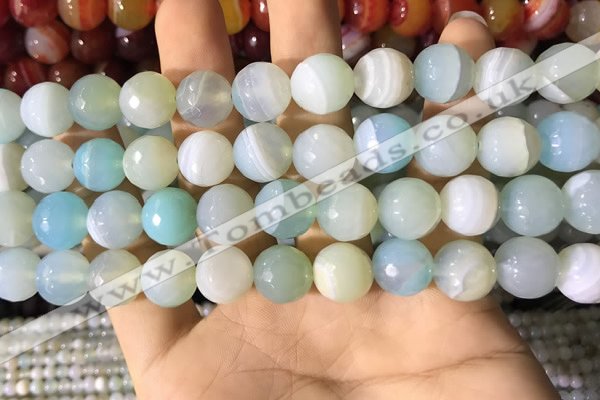 CAA2243 15.5 inches 12mm faceted round banded agate beads