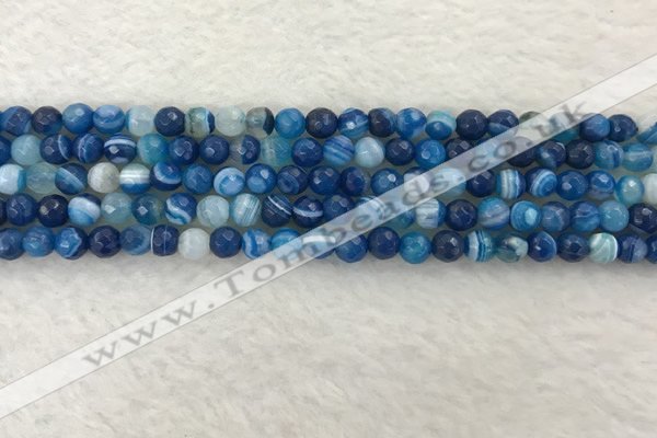 CAA2256 15.5 inches 4mm faceted round banded agate beads