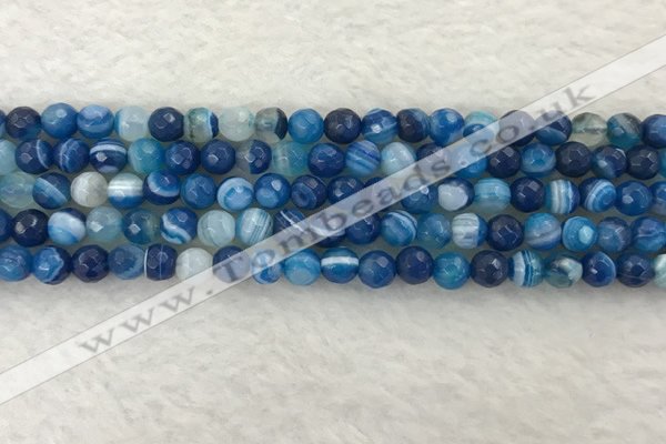 CAA2257 15.5 inches 6mm faceted round banded agate beads