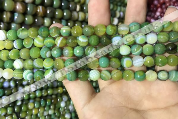 CAA2271 15.5 inches 6mm faceted round banded agate beads