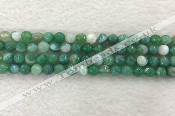 CAA2279 15.5 inches 8mm faceted round banded agate beads