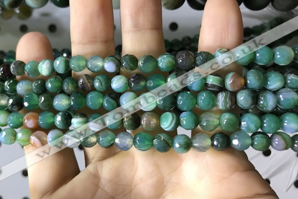 CAA2286 15.5 inches 6mm faceted round banded agate beads