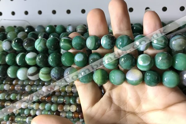 CAA2287 15.5 inches 8mm faceted round banded agate beads