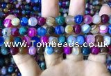 CAA2295 15.5 inches 10mm faceted round banded agate beads